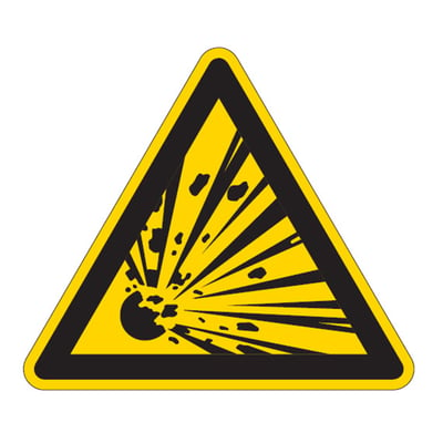 Brady sticker voor identificatie van  explosieve stoffen 20x17,3cm driehoek