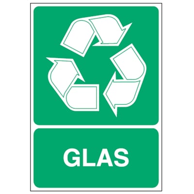 Brady bordje "glas recyclen" wit op groen 29,7 x 21cm