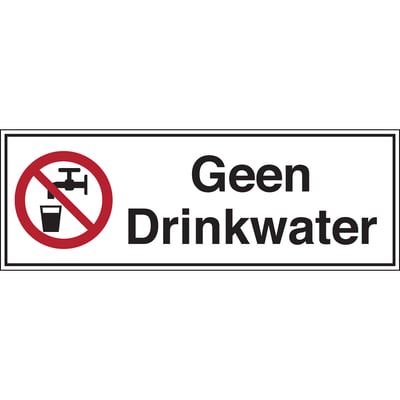 Brady sign verbodspictogram "geen drinkwater" 297x105mm