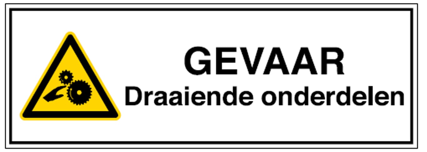 Brady sticker "gevaar draaiende onderdelen"