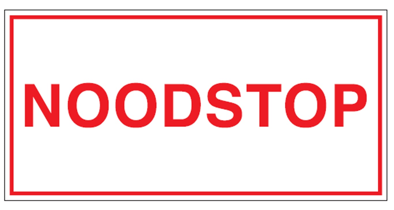 Brady sticker "noodstop" gelamineerd polyester 52x105mm