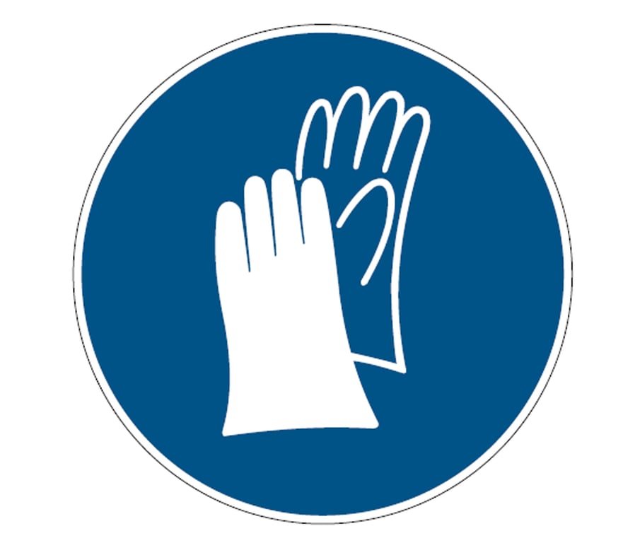 Brady sign "wear safety gloves" 200mm wit op blauw