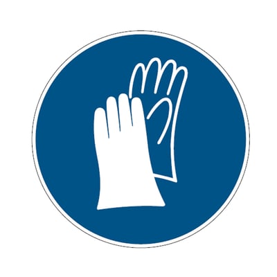 Brady sign "wear safety gloves" 200mm wit op blauw