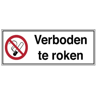 Brady bordje "verboden te roken" rood, zwart op wit 150x450mm