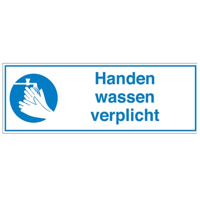 Brady bordje "handen wassen verplicht" 450x150mm 