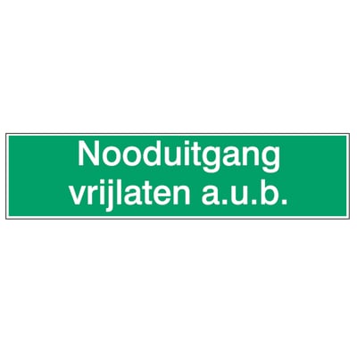 Brady bord "nooduitgang vrijlaten a.u.b." polypropyleen 74x297mm