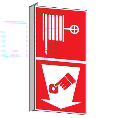 Brady bordje "brandslang/ brandmelder" tweerichtings haaks 200x400mm
