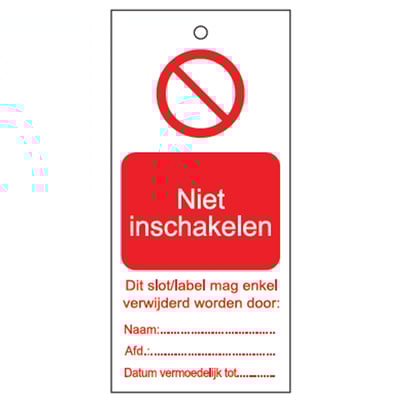 Brady waarschuwingstag "onderhoud machines" 160x75mm 10st wit op rood
