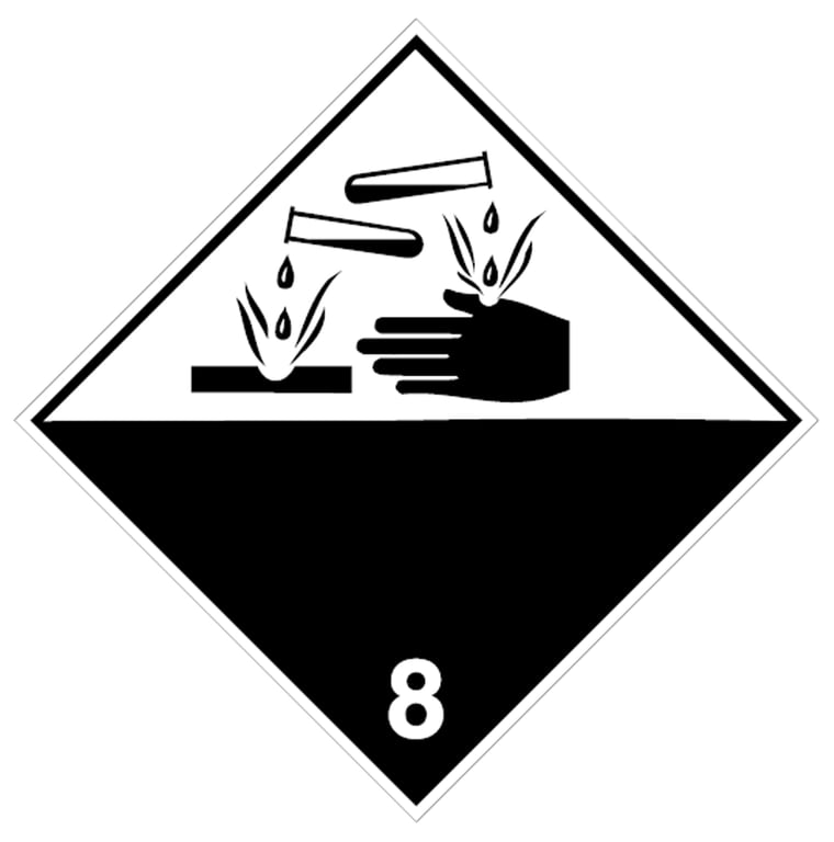 Brady sticker ADR 8 klasse 8 bijtende stoffen 200mm polyester