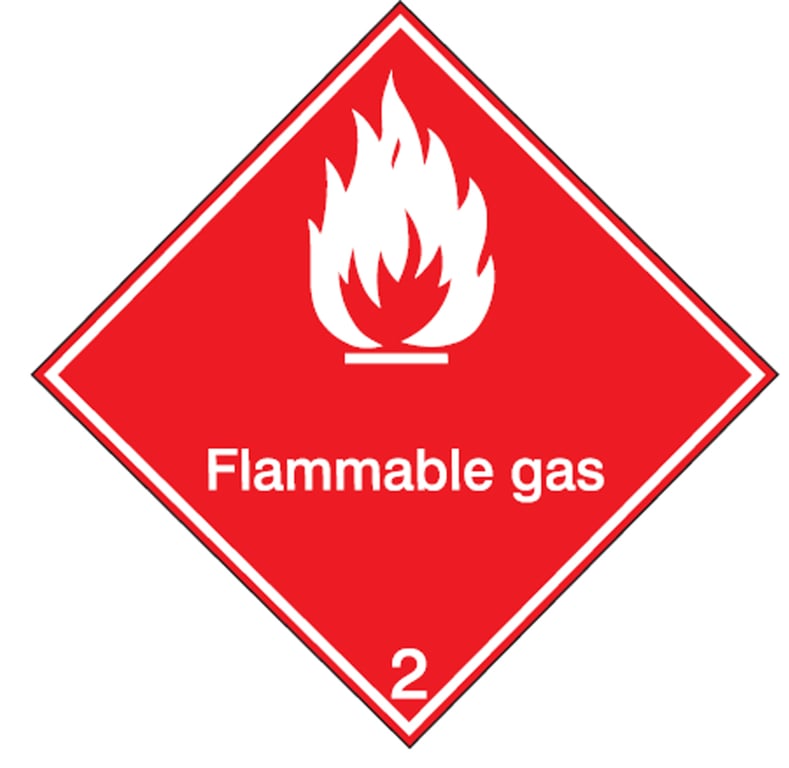 Brady sticker "brandbare gassen" in het Engels voor zeetransport gelamineerd polyester 100mm