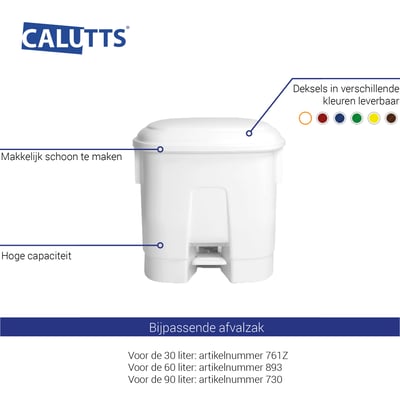 Calu TTS Derby L afvalbak 30ltr wit met wit deksel