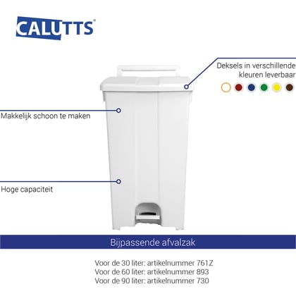 CALU TTS Derby XXL afvalbak 90ltr  wit met deksel wit