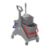 CALU TTS CleanStart dubbele dweilemmer met vlakmop pers 2x15ltr grijs