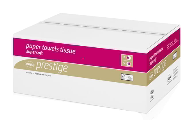Wepa Prestige papieren handdoekjes V-vouw 25x23cm 3000 stuks per verpakking