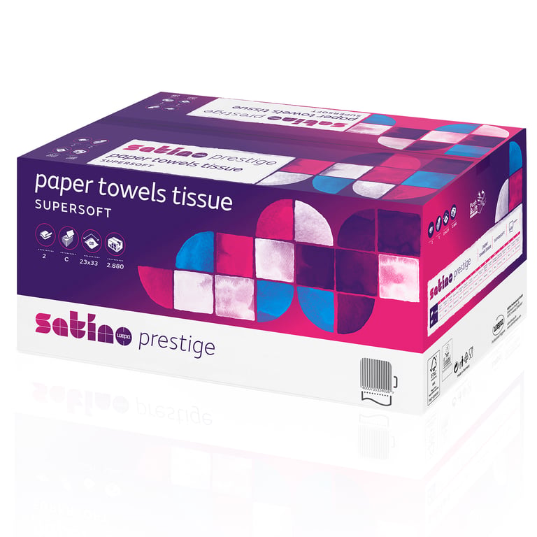 Satino prestige papieren handdoekjes c-vouw 2-lgs 23x32cm 20x144st