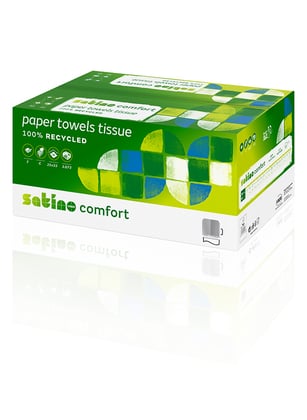 Satino comfort papieren handdoekjes tissue 25x23cm C vouw 2-lgs wit 24x128st