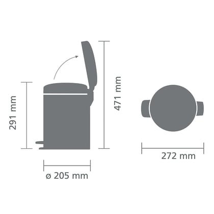 Brabantia pedaalemmer 5ltr wit  kunststof binnenemmer