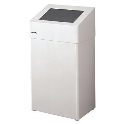Santra afvalbak 50ltr wit RVS met pushdeksel