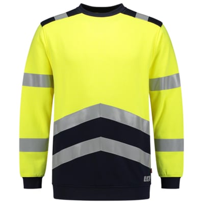 Tricorp Workwear multinorm sweater bicolor fluor geel inkblauw maat XS