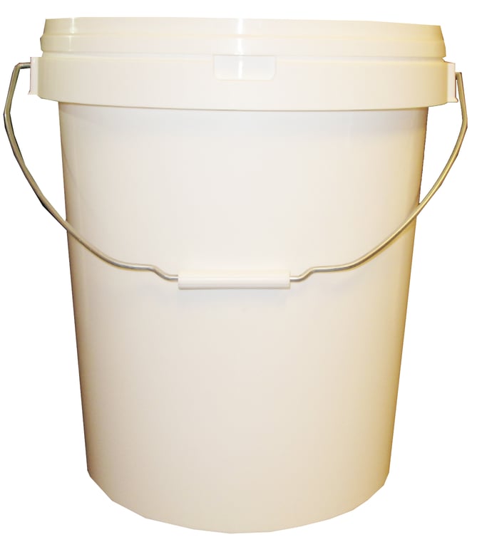 Emmer rond 30ltr wit met metalen beugel