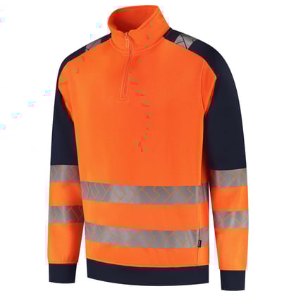 Tricorp Redefined high vis sweater met rits industrieel wasbaar oranje blauw maat XS