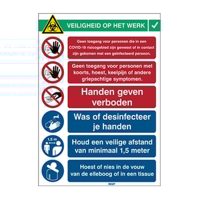 Brady sticker COVID-19 receptie 262x371mm 