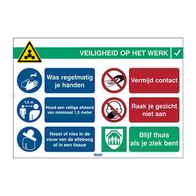 Brady sticker COVID-19 algemeen 262x371mm 
