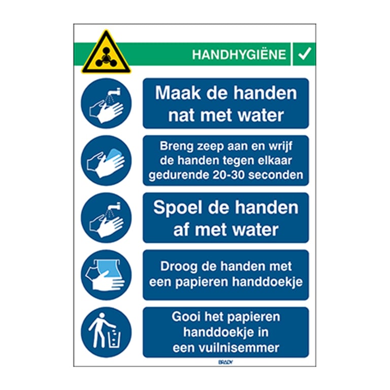 Brady sticker instructies voor handen wassen 262x371mm