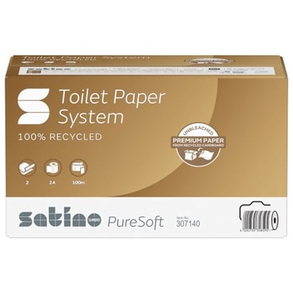 Satino PureSoft systeem toiletpapier jumbo rol  2-lgs 24x724 vel soft beige
