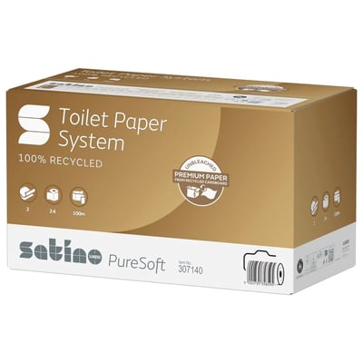Satino PureSoft systeem toiletpapier jumbo rol  2-lgs 24x724 vel soft beige
