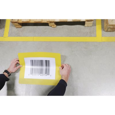 Brady zelfklevende documenthouder voor  vloermarkering geel A4 formaat