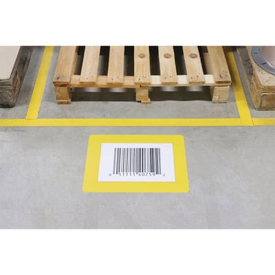 Brady zelfklevende documenthouder voor  vloermarkering geel A4 formaat