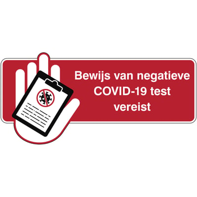 Brady sticker "Bewijs van negatieve COVID-19 test vereist" 300x100mm