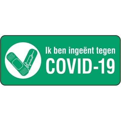 Brady sticker "ik ben ingeënt tegen COVID-19" gelamineerd polyester 60x25mm 140st