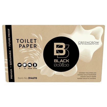 BlackSatino GreenGrow systeem toiletpapier 3lgs  9,8x13,8cm 507 vel 24 rollen