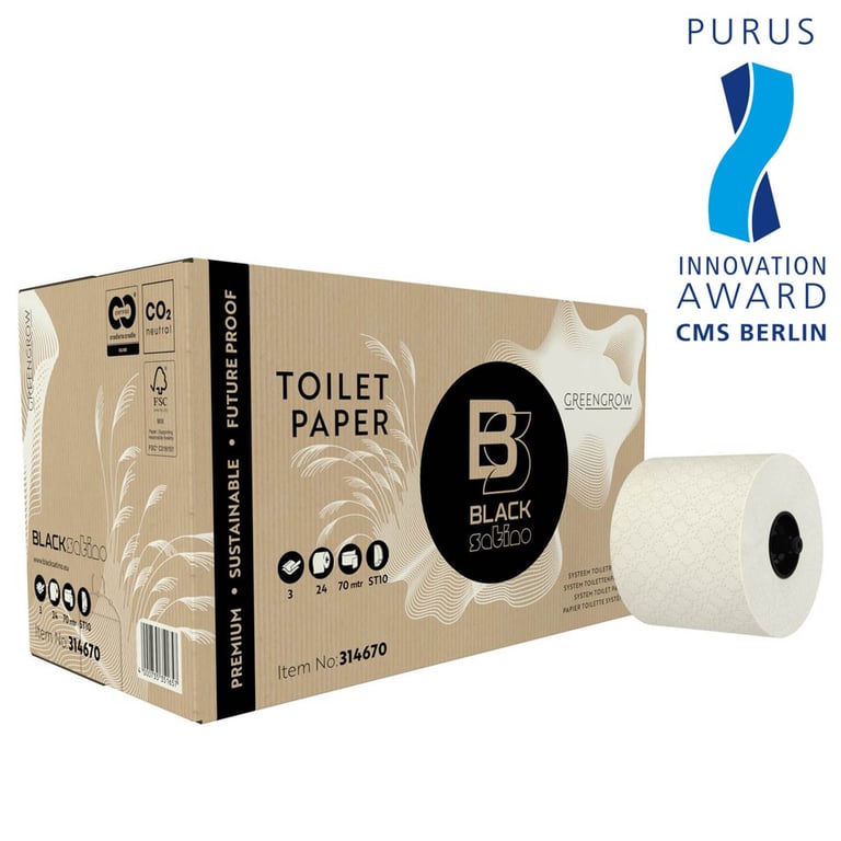 BlackSatino GreenGrow systeem toiletrollen 3lgs 9,8x13,8cm 24 rollen