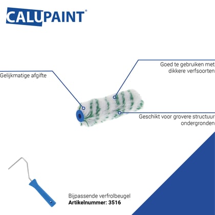 CaluPaint verfrol 10cm ProfiLine Malerstreif  wit/groen 12mm poolhoogte