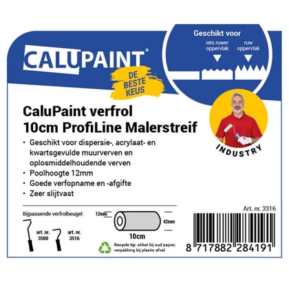 CaluPaint verfrol 10cm ProfiLine Malerstreif  wit/groen 12mm poolhoogte