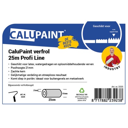 CaluPaint verfrol 25cm Profi Line zachte kern wit/groen 21mm poolhoogte per stuk verpakt