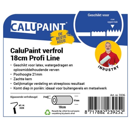 CaluPaint verfrol 18cm Profi Line zachte kern wit/groen 21mm poolhoogte per stuk verpakt