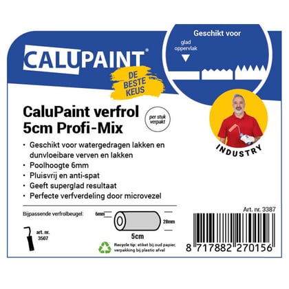 CaluPaint verfrol 5cm Profi-Mix  oranje 6mm poolhoogte per stuk verpakt