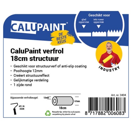 CaluPaint verfrol 18cm structuur  geel 12mm poolhoogte 1x rond 