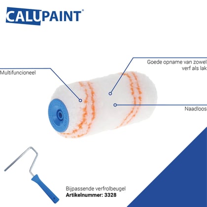 CaluPaint verfrol 18cm universeel  wit/oranje 18mm poolhoogte met harde kern