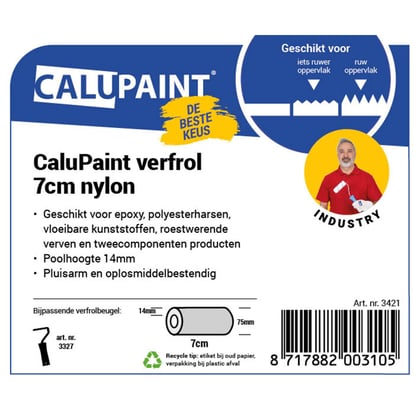 CaluPaint verfrol 7cm nylon blauwe streep 14mm poolhoogte