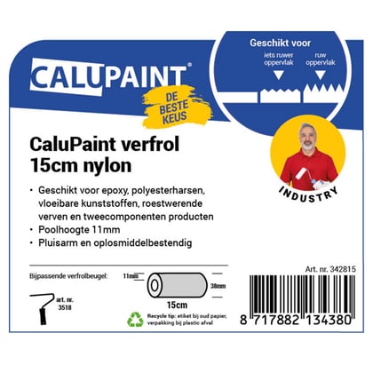 CaluPaint verfrol 15cm nylon wit 11mm poolhoogte 