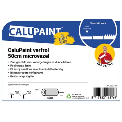 CaluPaint verfrol 50cm microvezel wit 5mm poolhoogte in folie