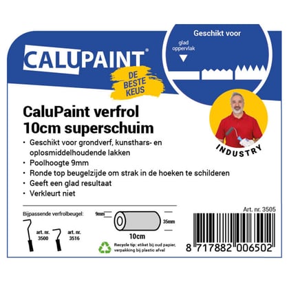 CaluPaint verfrol 10cm superschuim  grijs 9mm poolhoogte ronde top 1 zijde