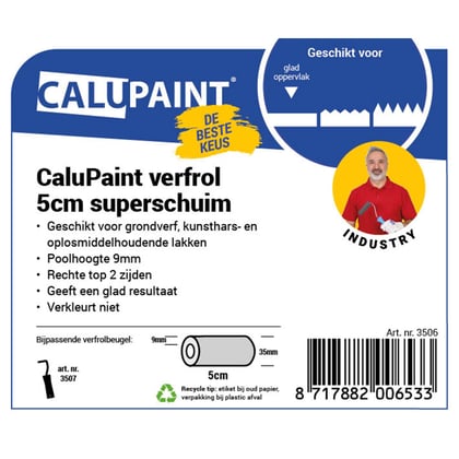 CaluPaint verfrol 5cm superschuim grijs 9mm poolhoogte rechte top