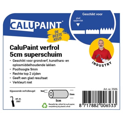CaluPaint verfrol 5cm superschuim grijs 9mm poolhoogte rechte top