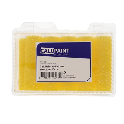 CaluPaint verfrol 10cm structuur geel met zwarte kern 9mm poolhoogte